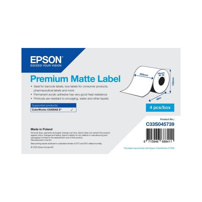 Étiquettes mat Epson 203mm*60m