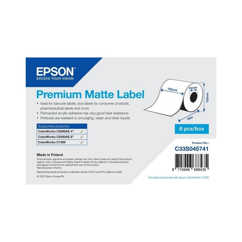 Étiquettes mat premium Epson 102mm*60m